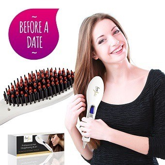 FemJolie Electric Hair Straightener Brush Best for Beauty Styling
